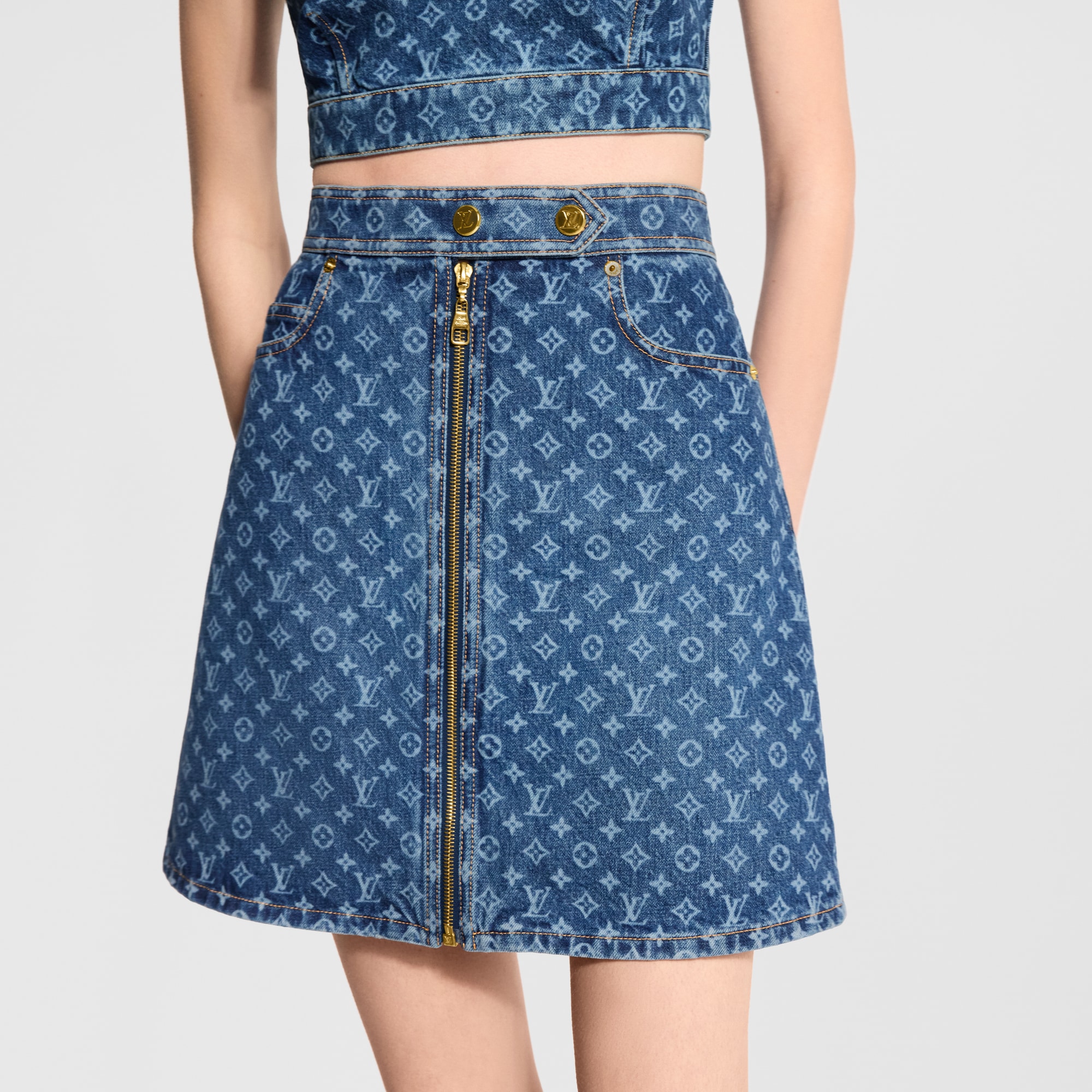 Monogram Denim A-Line Skirt - Women - Ready-to-Wear | LOUIS VUITTON ®